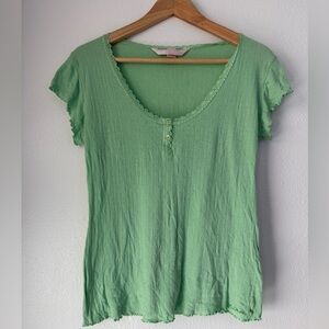 Green Victoria Secret Blouse Short Sleeves Blouse Romantic Lace